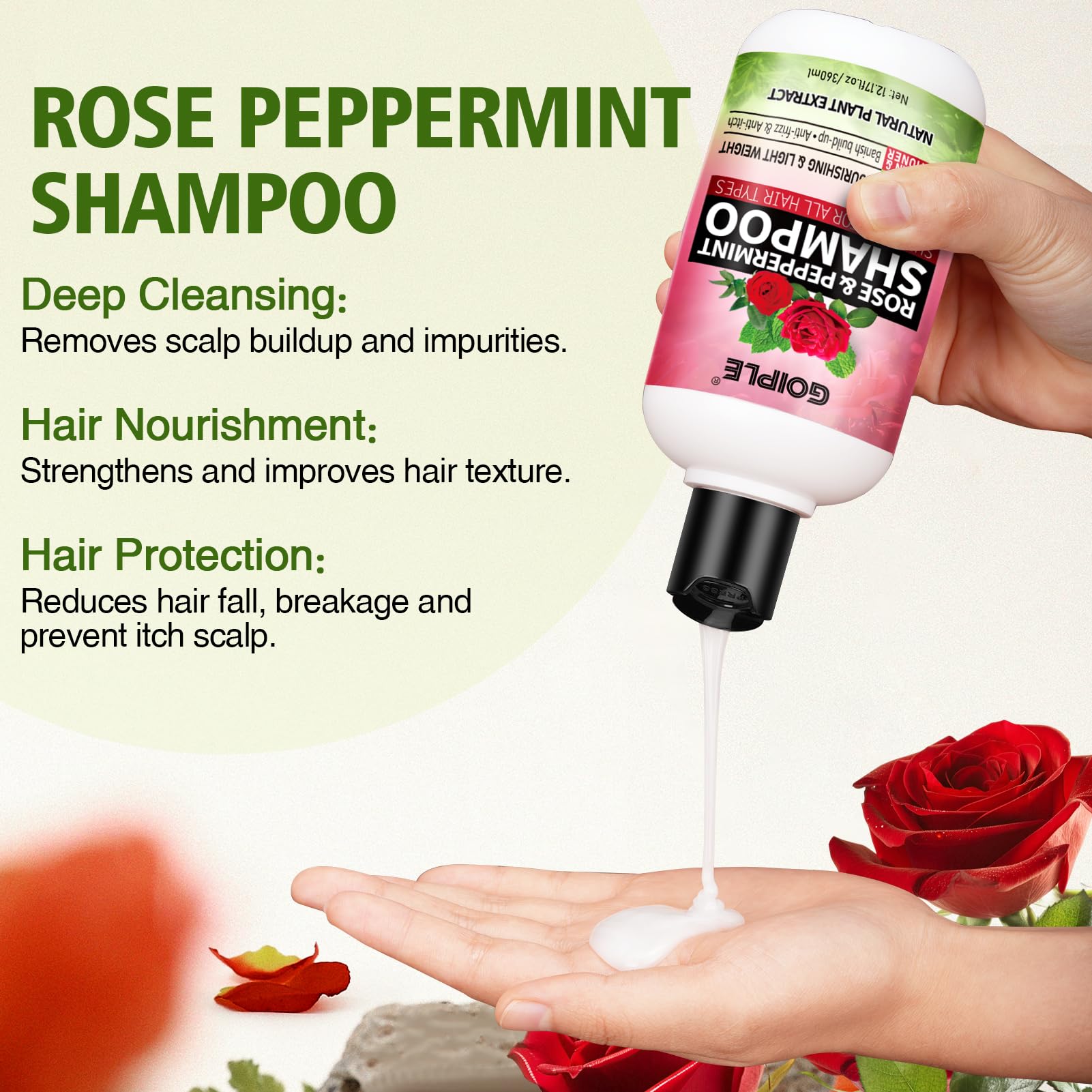 Goiple rose water wash for damp curly or braided hairstyles.
