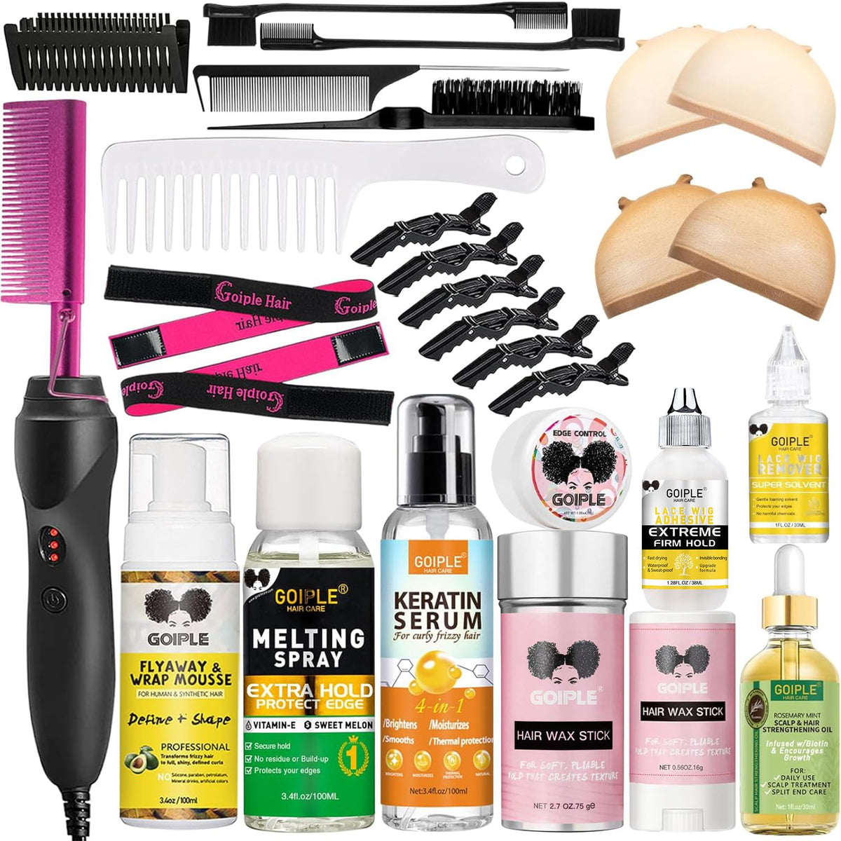 Goiple hot comb set with all-in-one components for easy wig styling