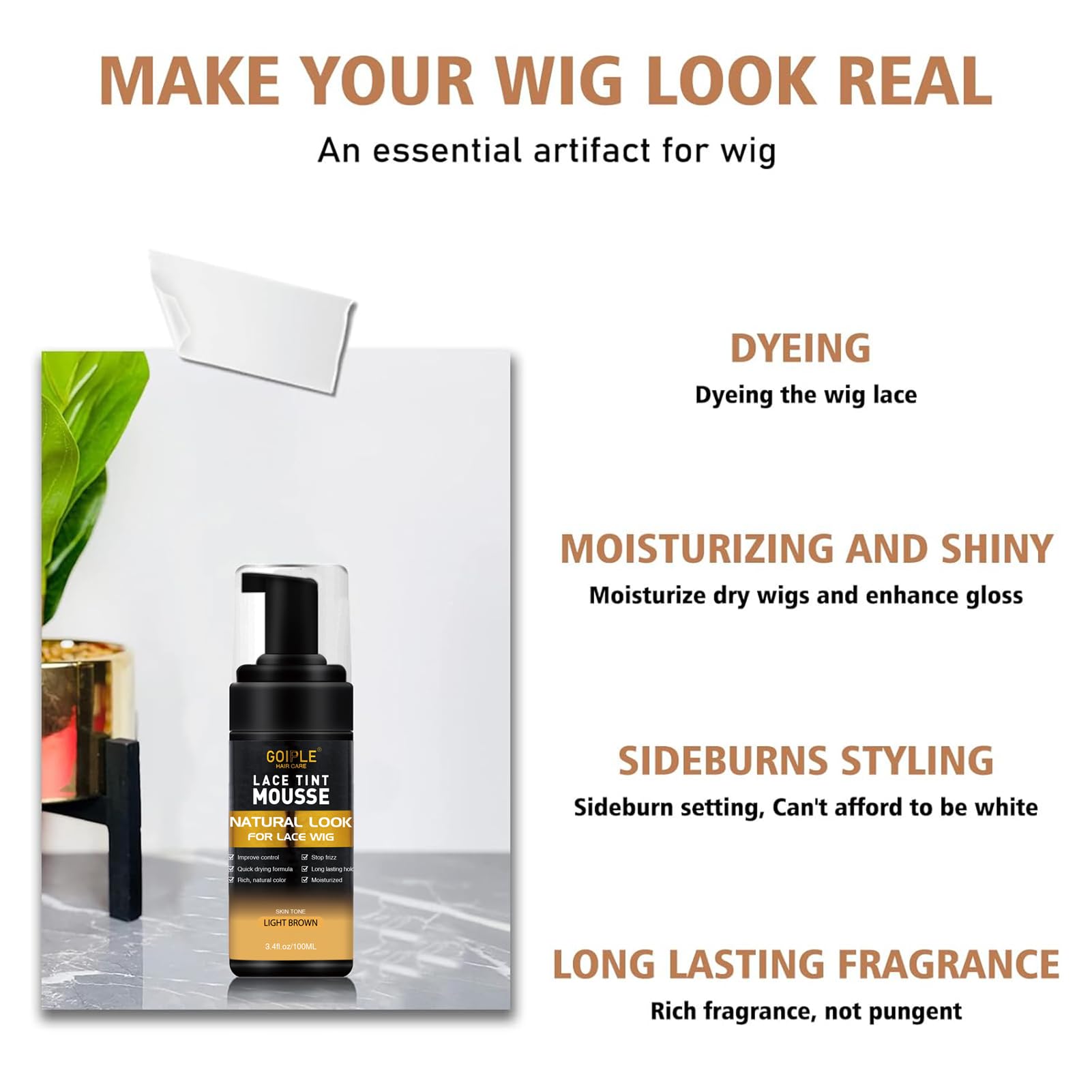 Goiple melting spray for lace wigs delivers strong hold and worry-free wear.