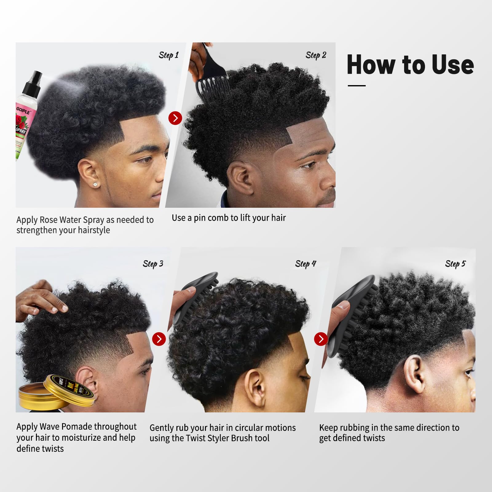 Goiple multi-purpose rubber tool also functions as a scalp massager during styling.
