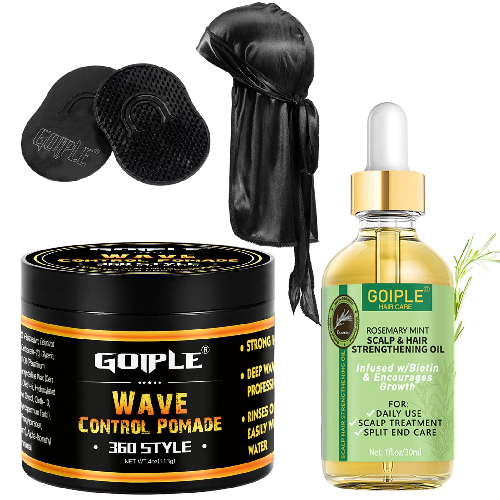 Goiple natural wave pomade jar for strong hold and defined waves.