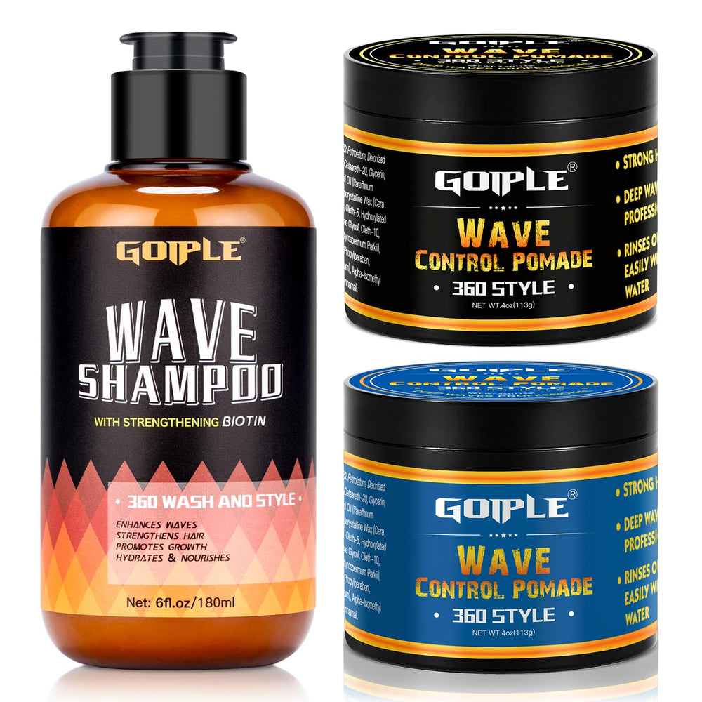 Goiple Natural Wave Pomade bottle-closeup showing strong hold for defined waves