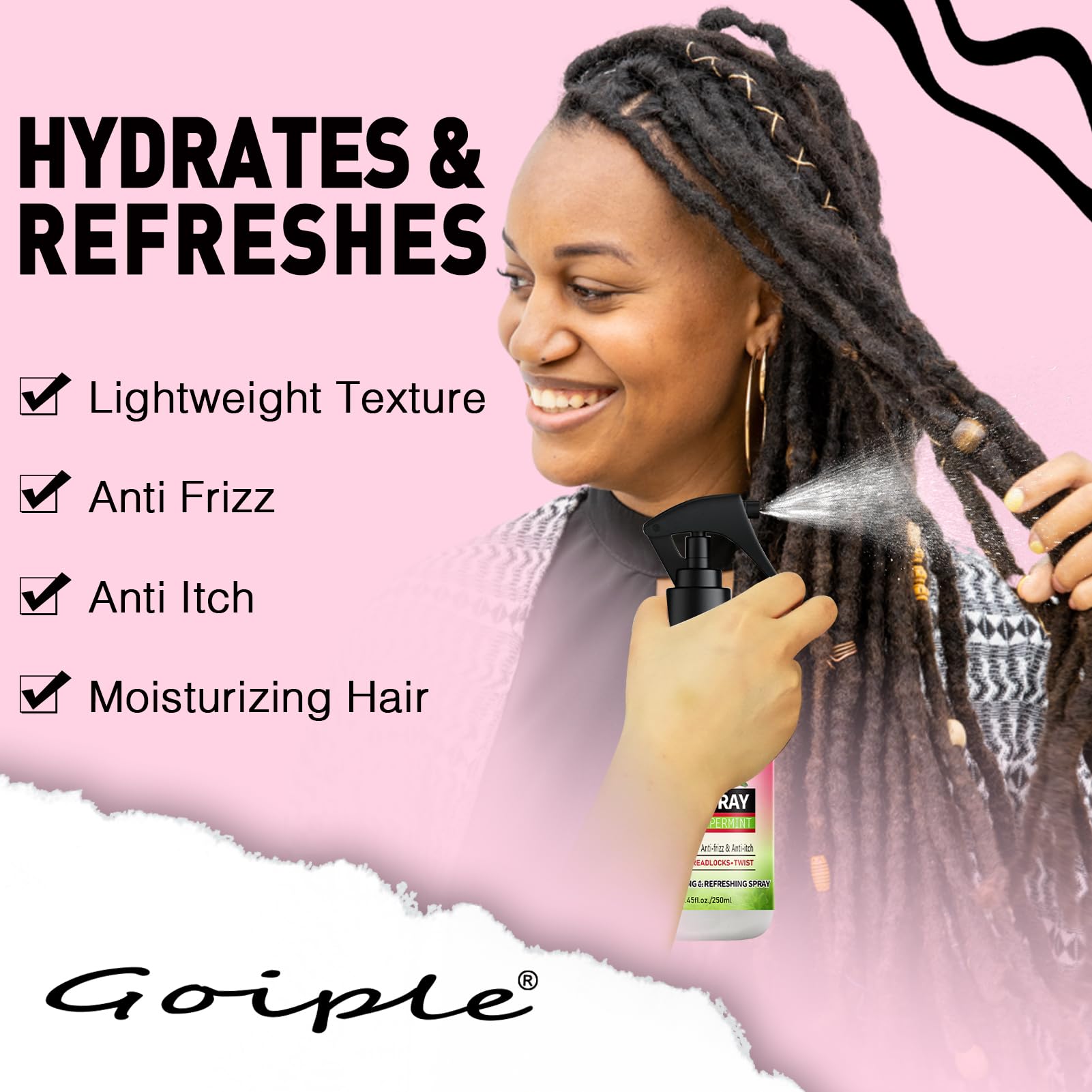 Goiple peppermint scent on scalp during spray session