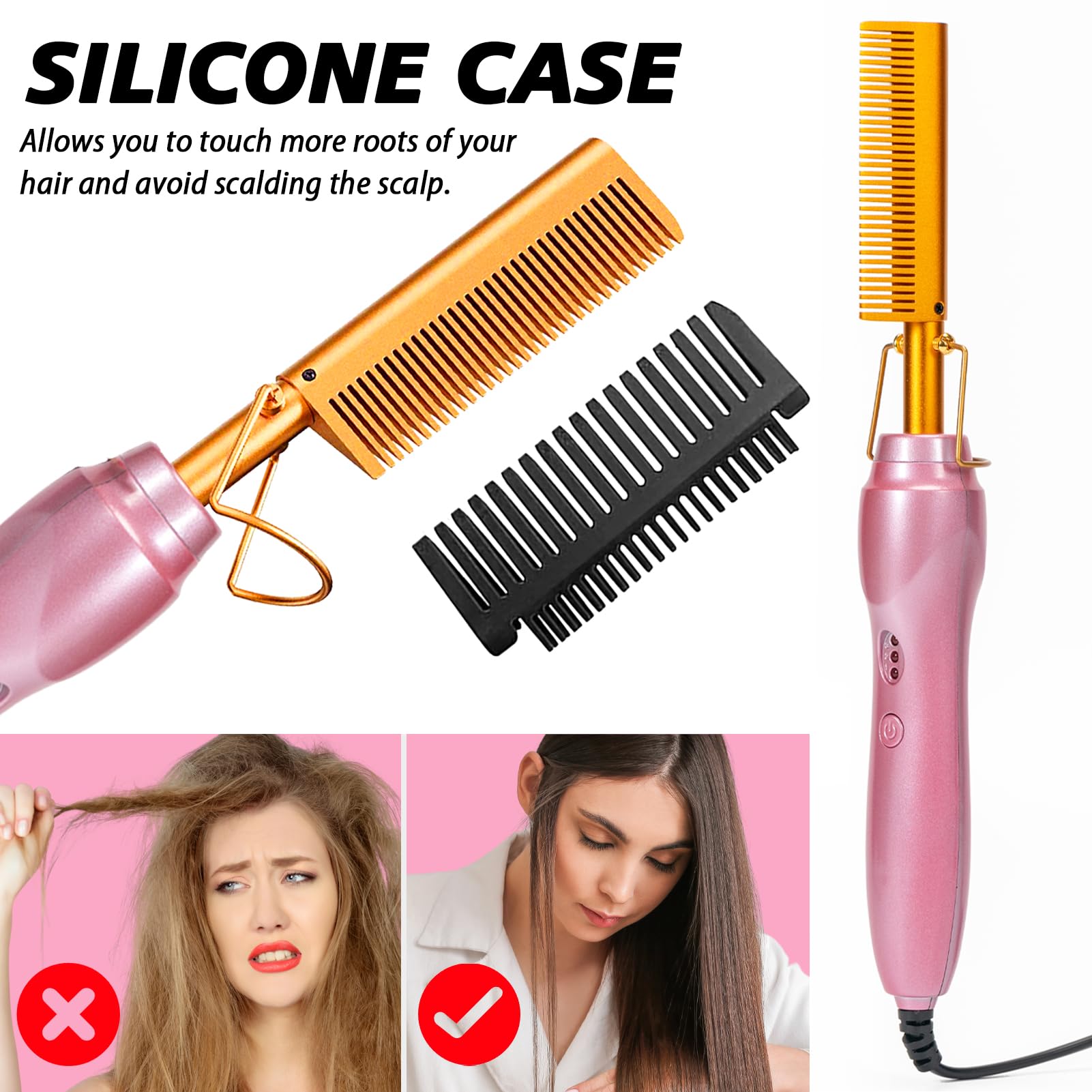 Goiple pink travel kit hot comb shows portable styling for quick touch-ups.