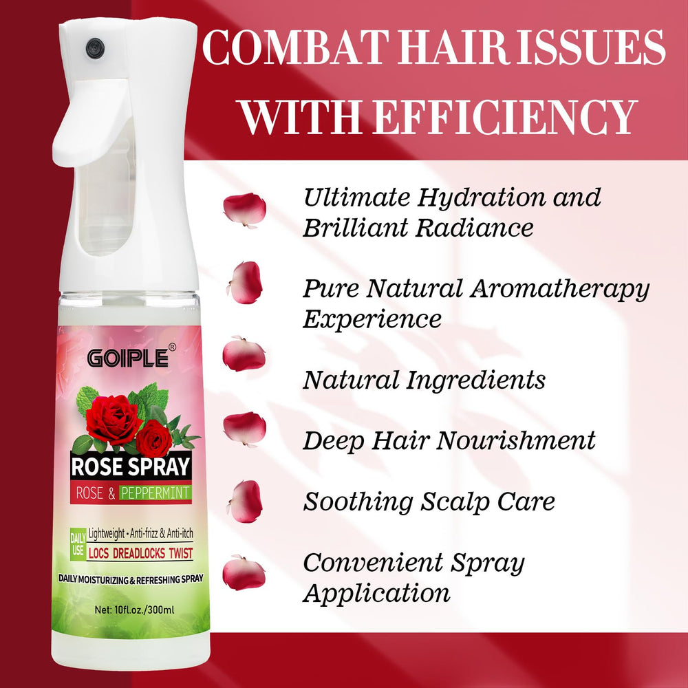Goiple Rose Water Peppermint Spray adds cooling freshness to dreadlocks.
