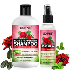 Goiple rose-water shampoo bottle delivering lightweight hydration for dreadlocks.
