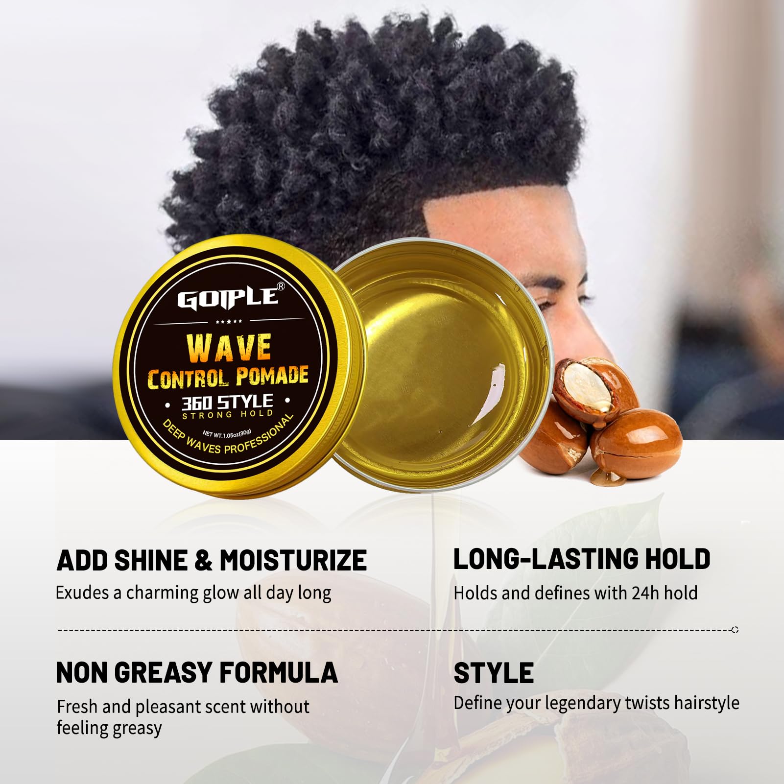 Goiple rotating brush head speeding up twist-outs for quicker styling.