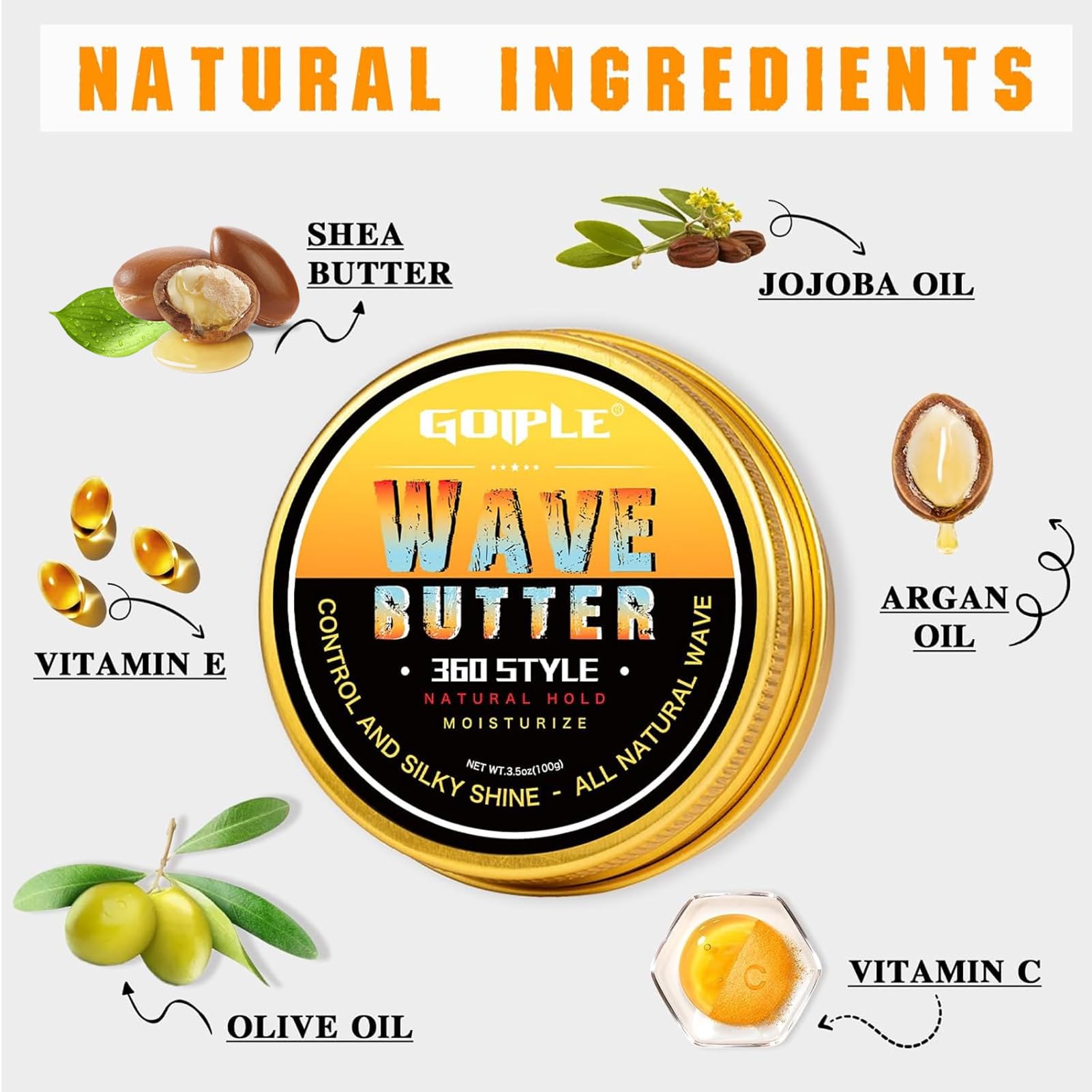 Goiple Wave Butter Shea Beeswax ingredients emphasize natural nourishment for hair health.