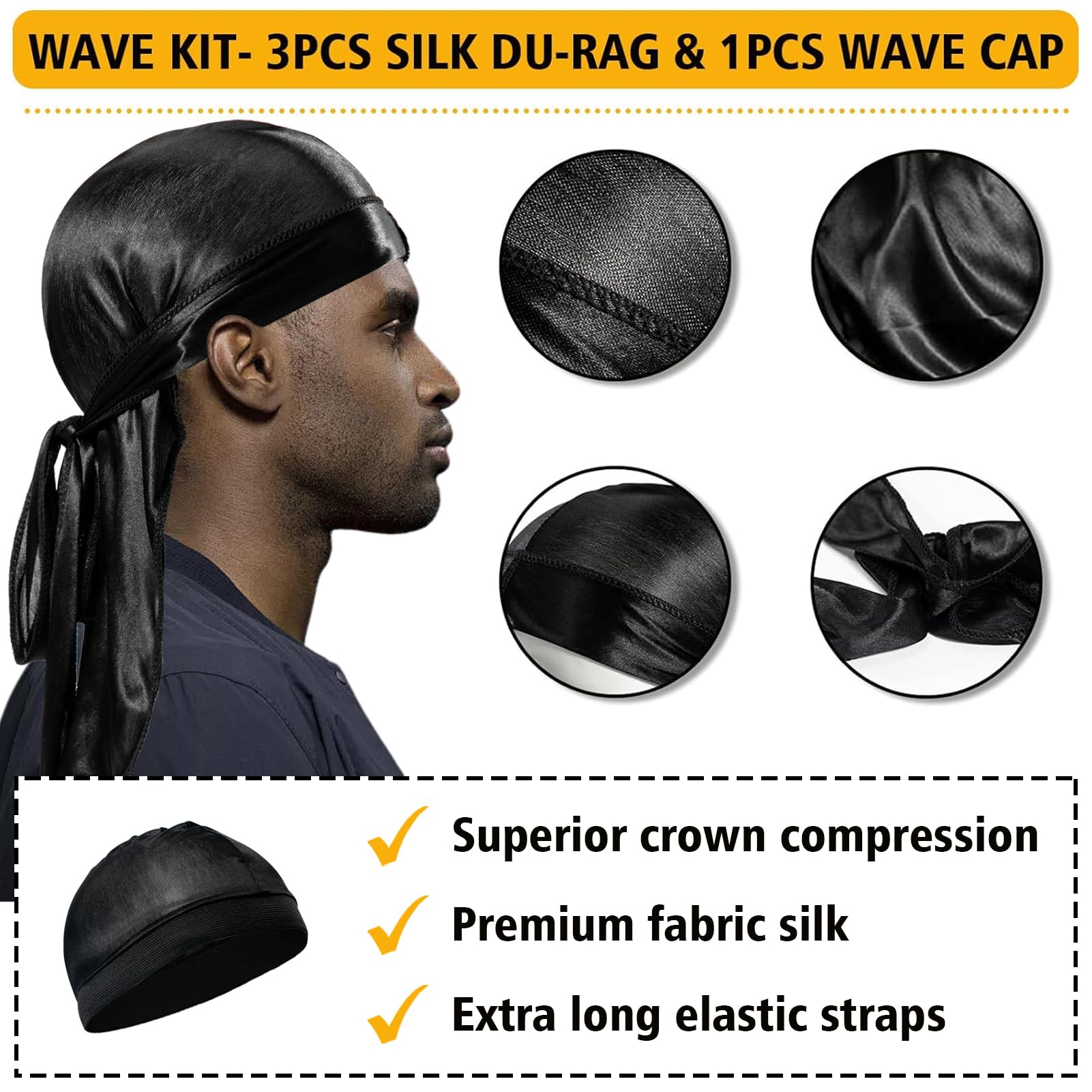 Goiple blue wave cap preserves moisture and wave formation.