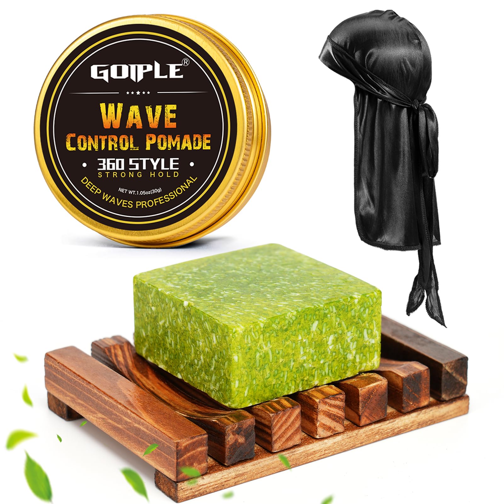 Goiple wave pomade soap bar setup highlighting a bar for defining 360 waves.
