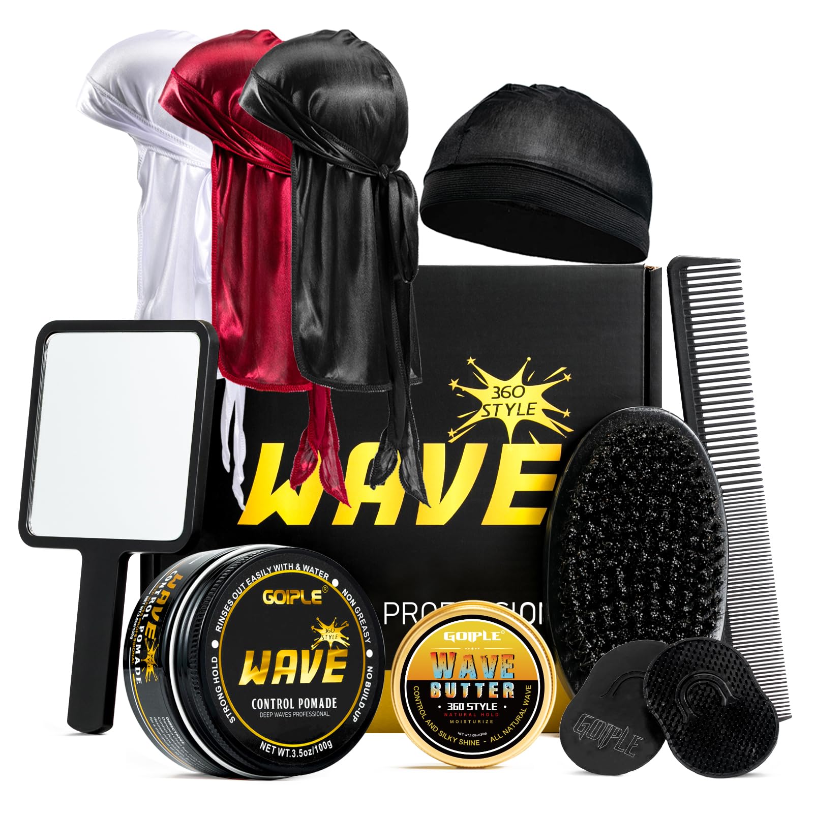 Goiple Wave Pomade strong hold jar for defined 360 waves and polished shine.