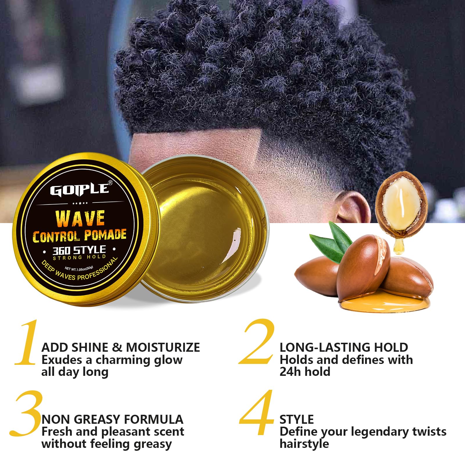 Goiple Wave Pomade twist sponge brush afro curls definition with moisture