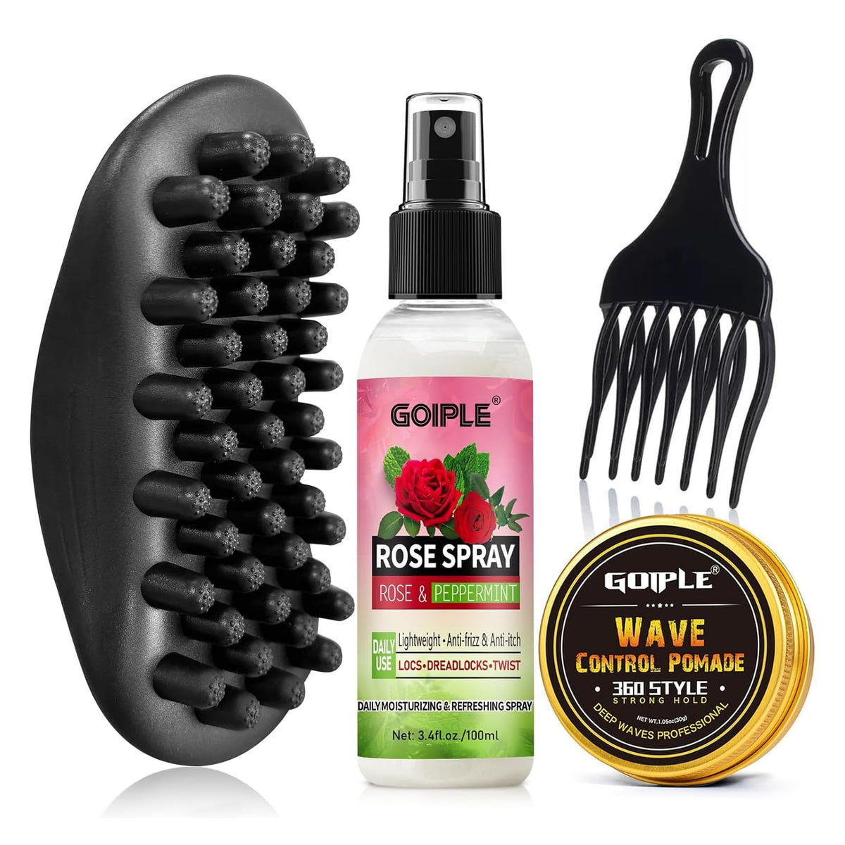 Goiple Wave Pomade Twist Sponge Brush defining coils on 4C hair with ergonomic grip.