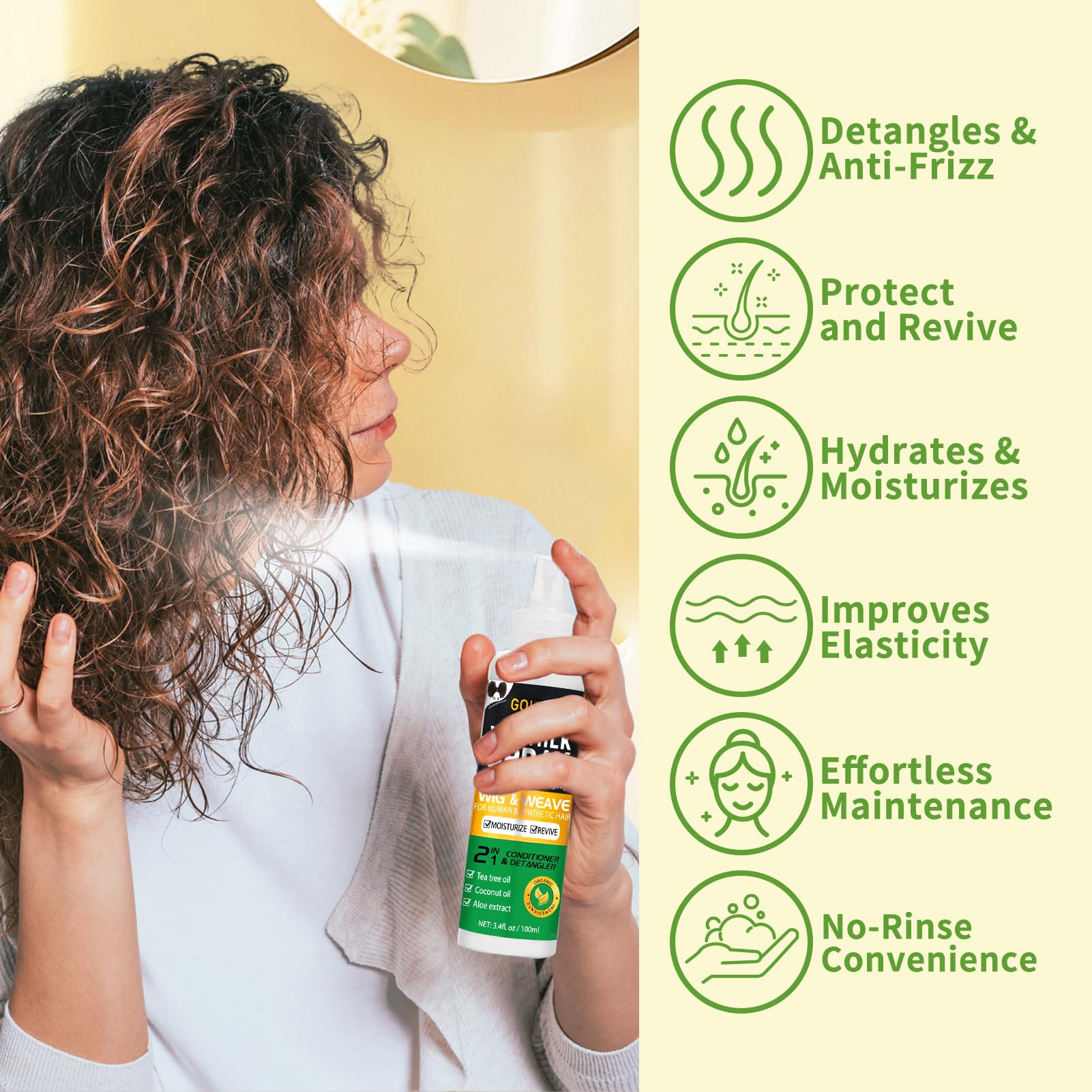Goiple Wig Milk Spray with aloe essence restores vibrancy and shine