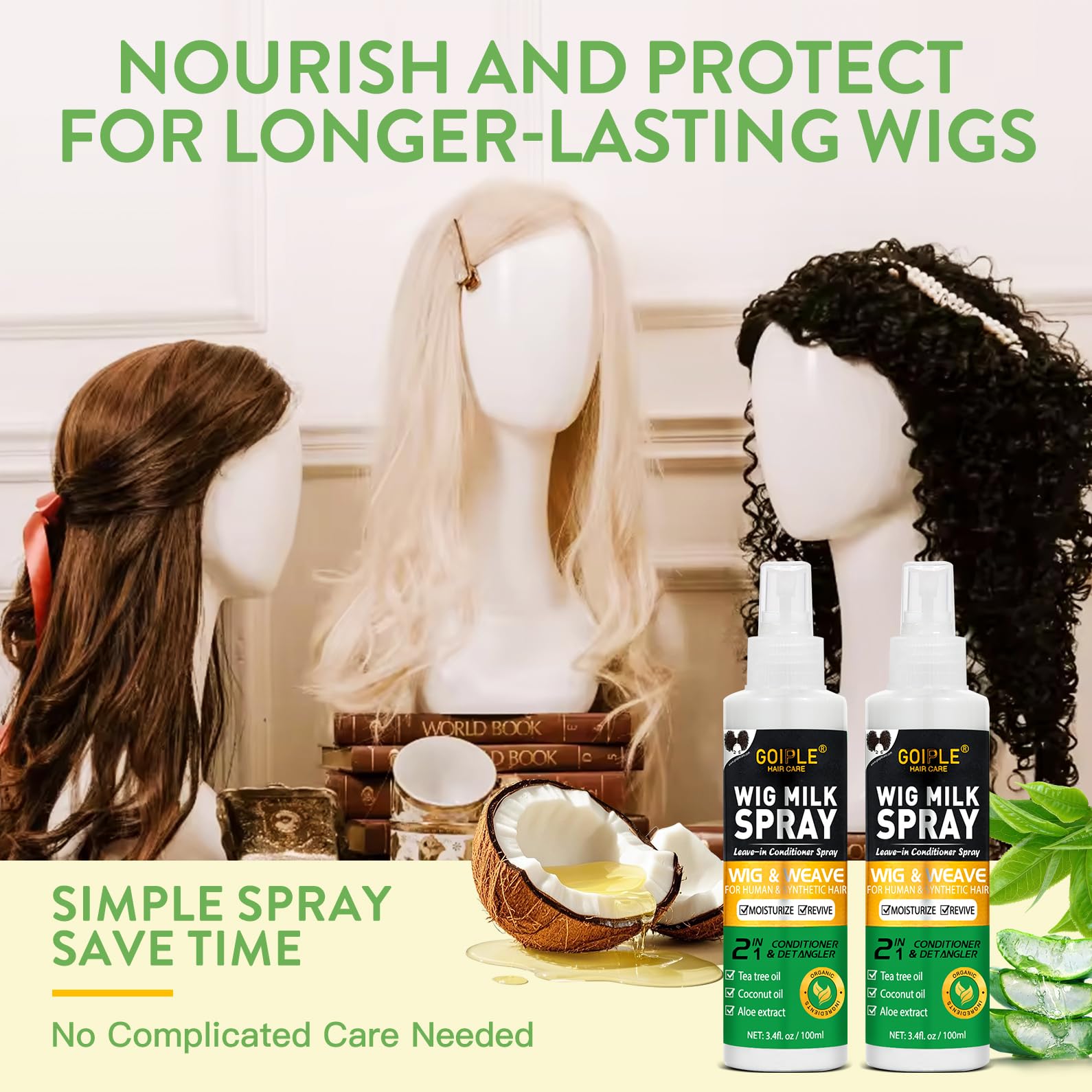 Goiple Wig Milk Spray no-rinse formula for quick conditioning
