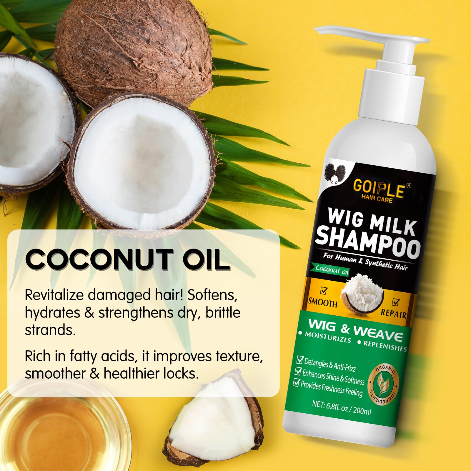 Goiple wig milk spray spray bottle conditions and detangles synthetic hair.