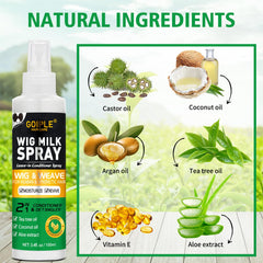 Goiple wig milk spray tea tree oil hydrates and refreshes synthetic wigs.
