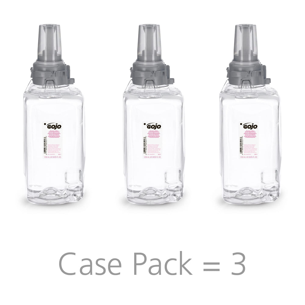 GOJO ADX-12 label close-up, fragrance-free formula for sensitive skin