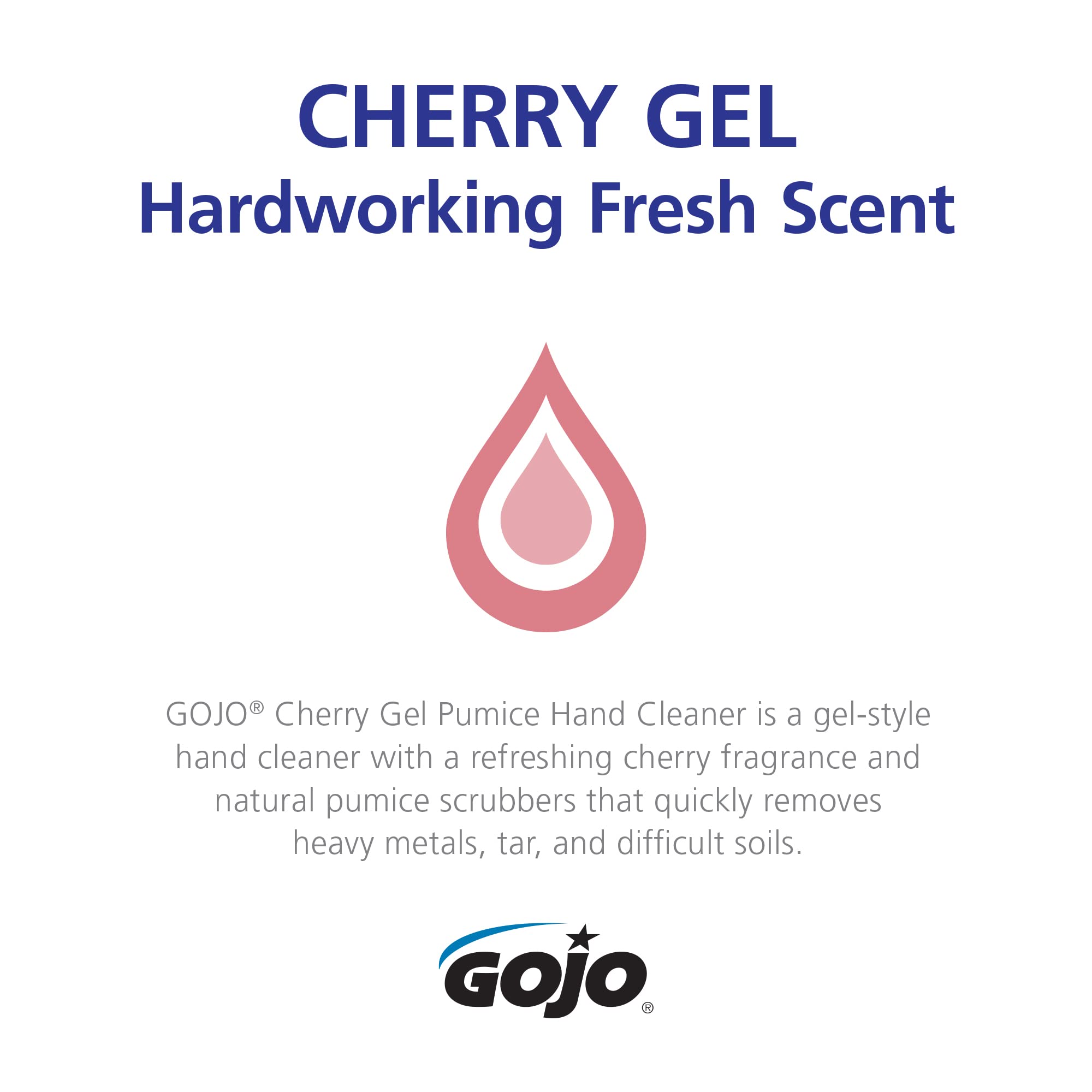 GOJO Cherry Gel Pumice Hand Cleaner cherry fragrance signals a fresh, comfortable wash.