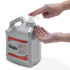 GOJO Cherry Gel Pumice Hand Cleaner pumice scrubbers scrub tough soils on skin.
