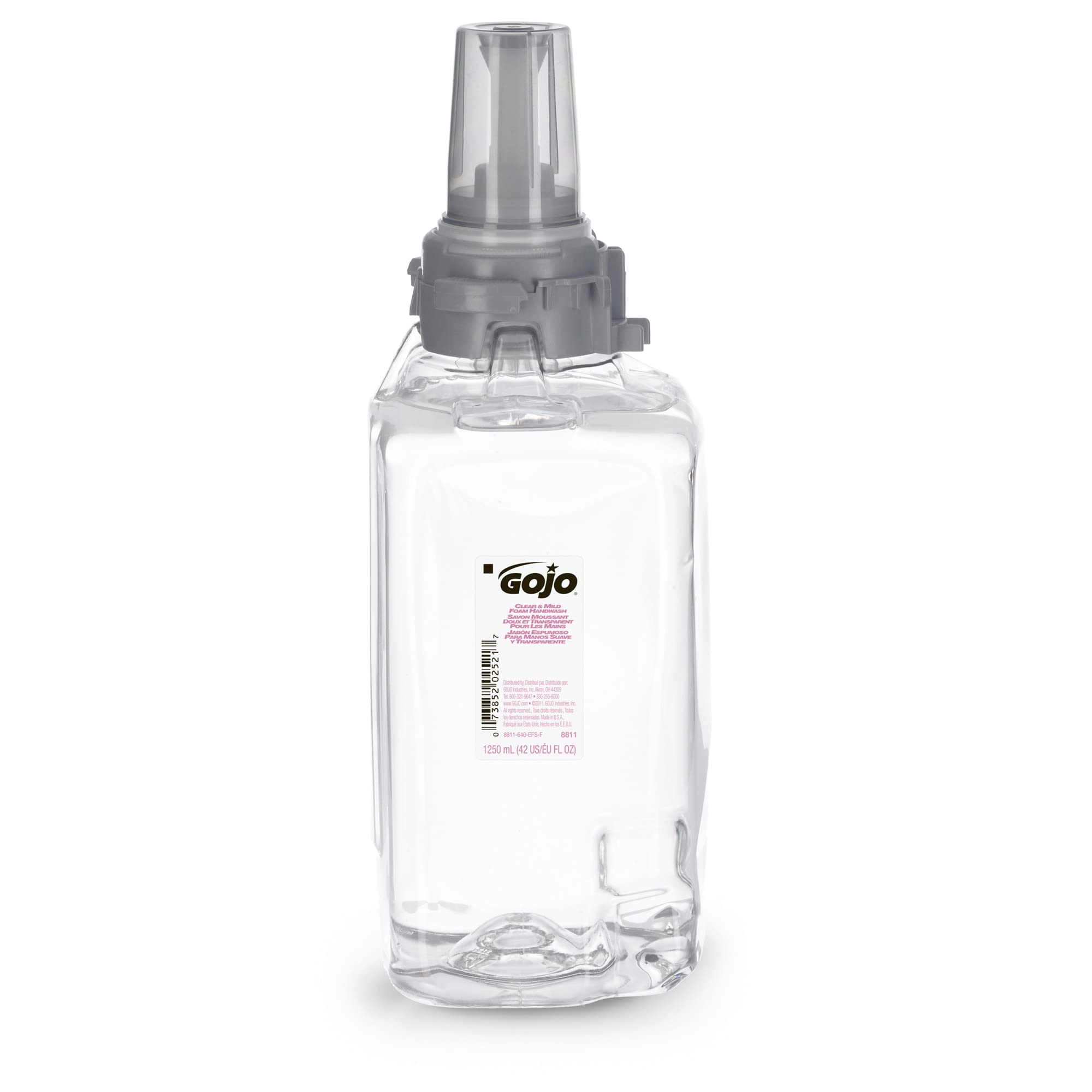 GOJO foam handwash in-use dispense shows clean hands without drips