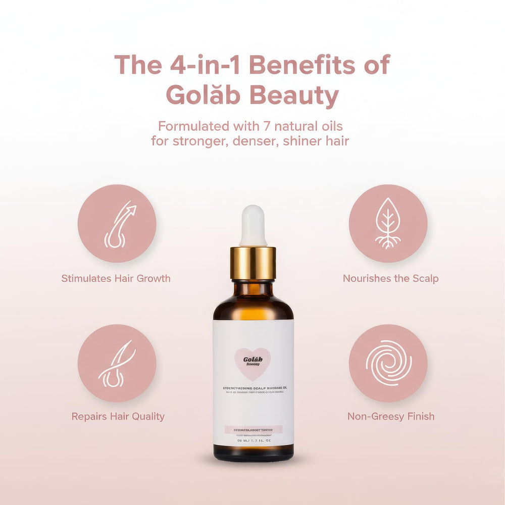 Golab Beauty bottle on a bathroom shelf as part of daily routine.