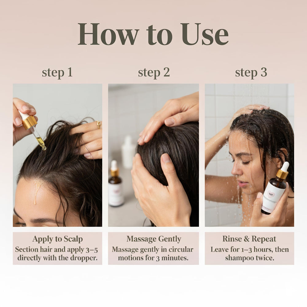 Golab Beauty rosemary scalp oil dropper releasing the invigorating blend.