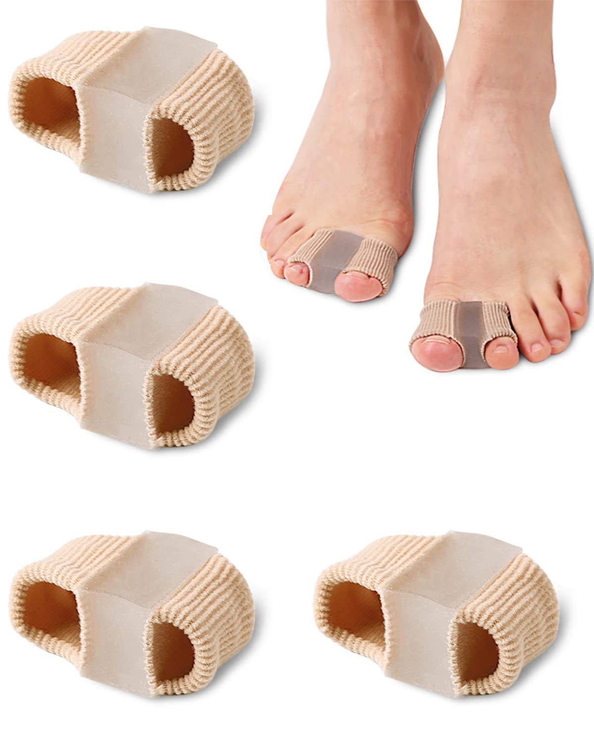Golbylicc Bunion Toe Separators setup showing four-piece set for comfortable wear