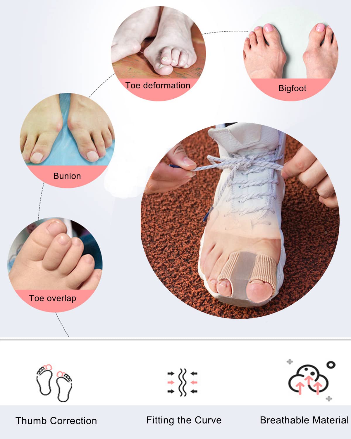 Golbylicc toe spacers in shoes reduce toe rubbing and chafing