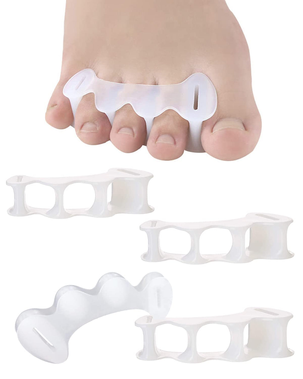 Golbylicc Toe Spacers packaging highlights soft silicone comfort.