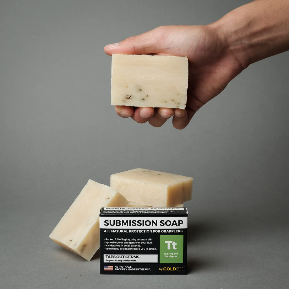 Gold BJJ Tea Tree Soap scent—classic tea tree for gym routines.