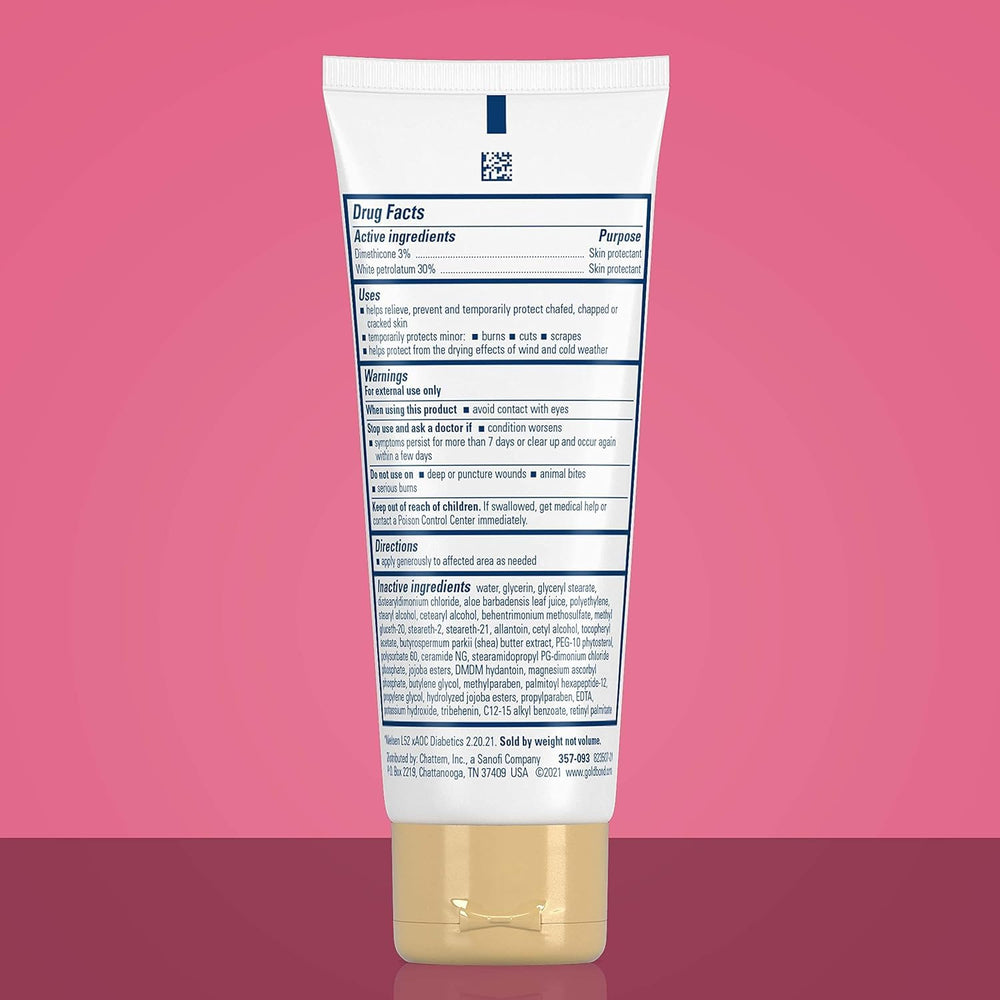 Gold Bond Diabetics Foot Cream application close-up showing soothing texture.