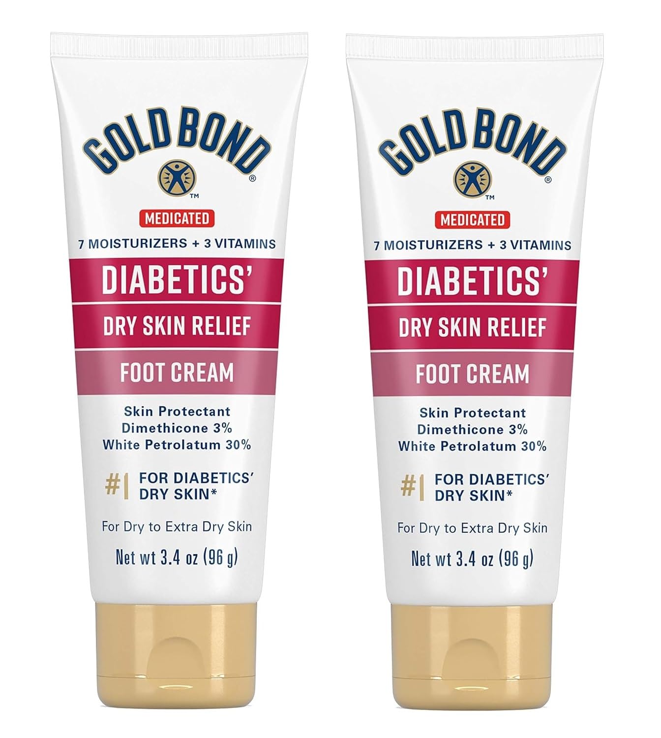 Gold Bond Diabetics Foot Cream Pack-2 with two tubes for daily foot moisture.
