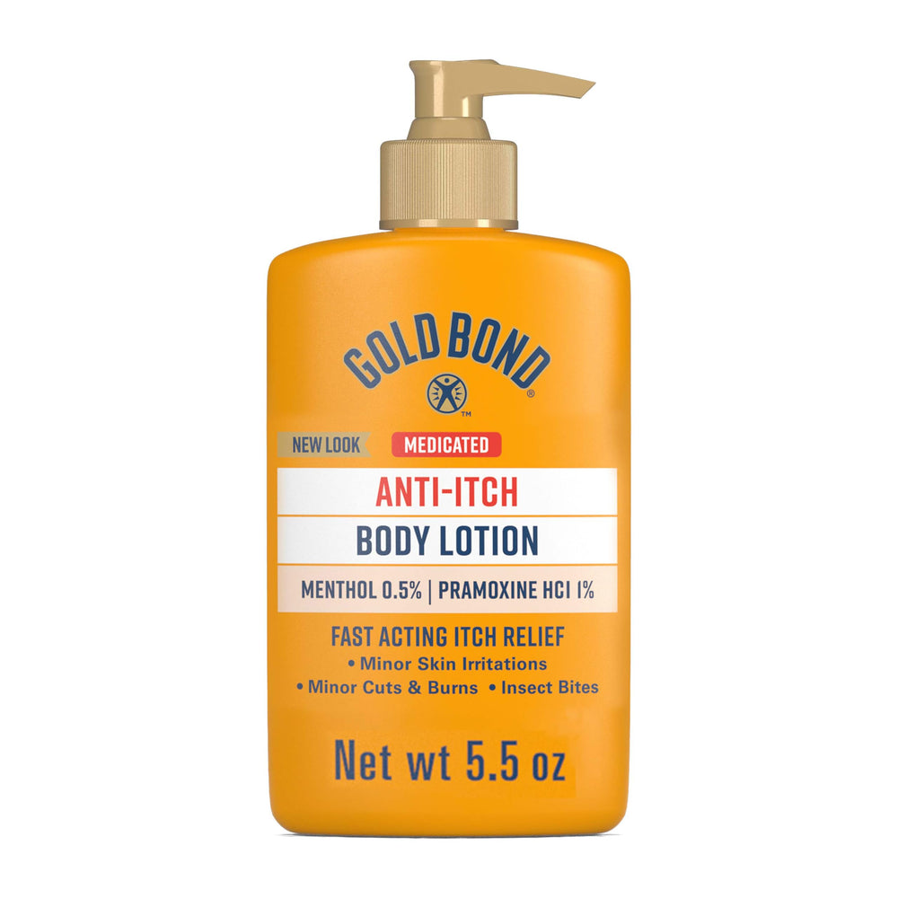 Gold Bond Medicated Anti-Itch Lotion bottle for fast itch relief and moisturized skin