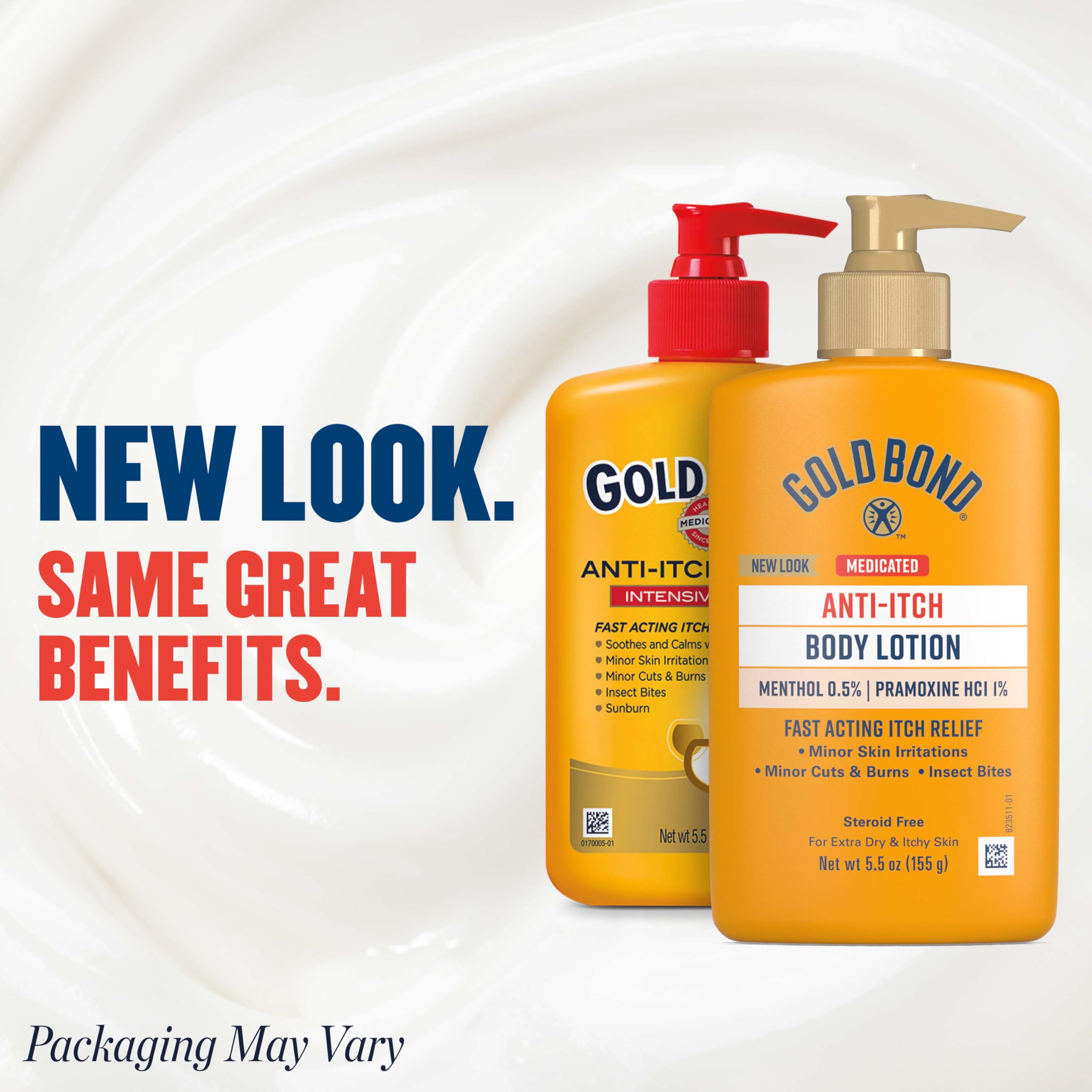 Gold Bond Medicated Anti-Itch Lotion dispense-cap shows quick, mess-free application