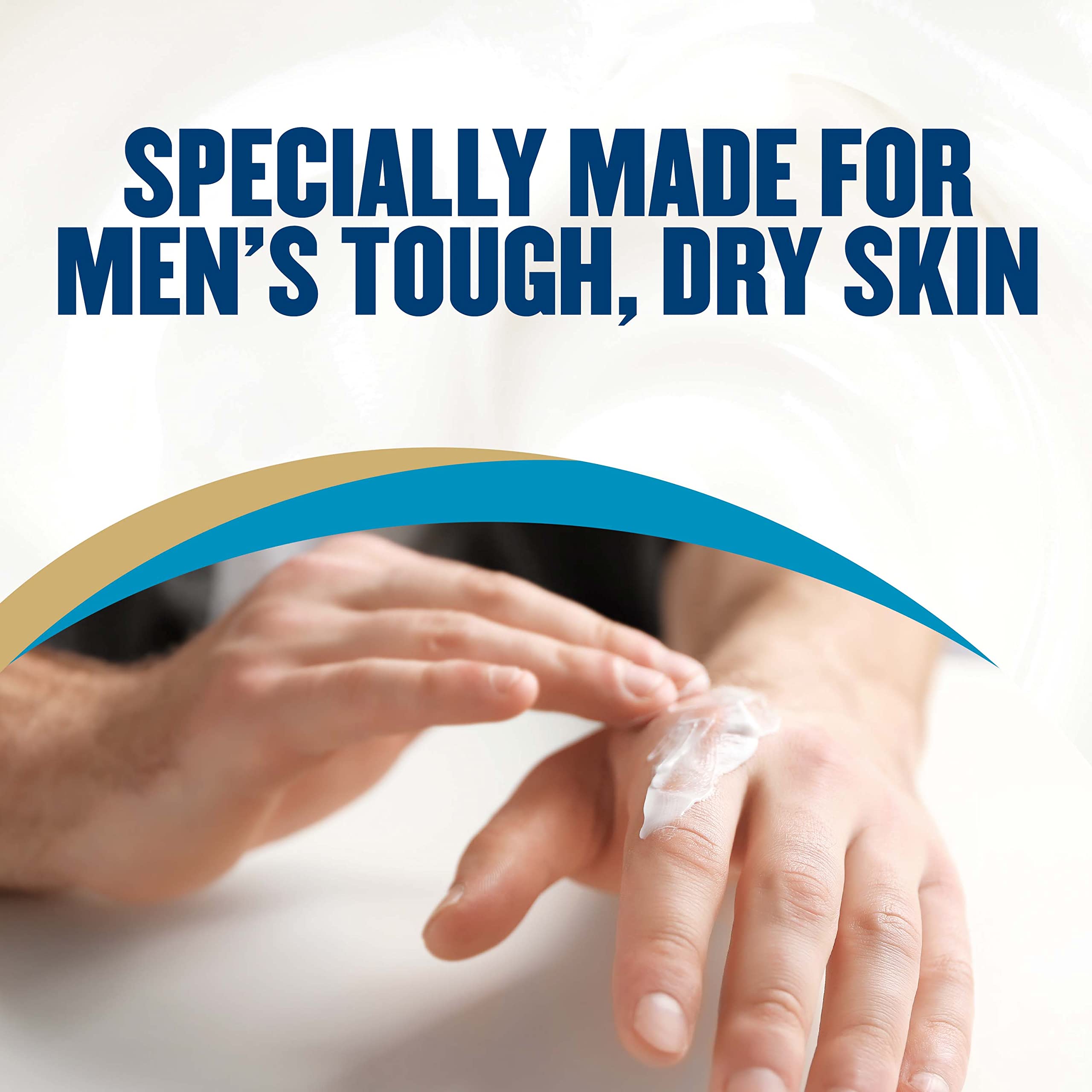 Gold Bond Men's Essentials lotion on hand demonstrates fast-absorbing hydration