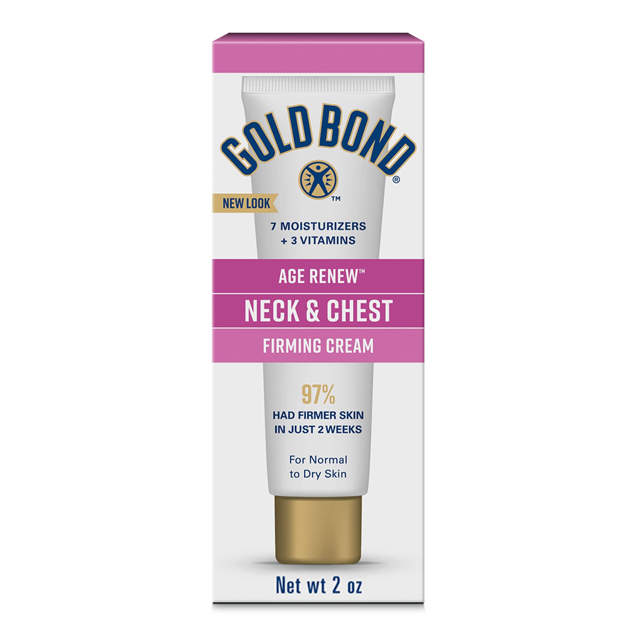 Gold Bond front packaging showing 2 oz tube and firming cream benefits