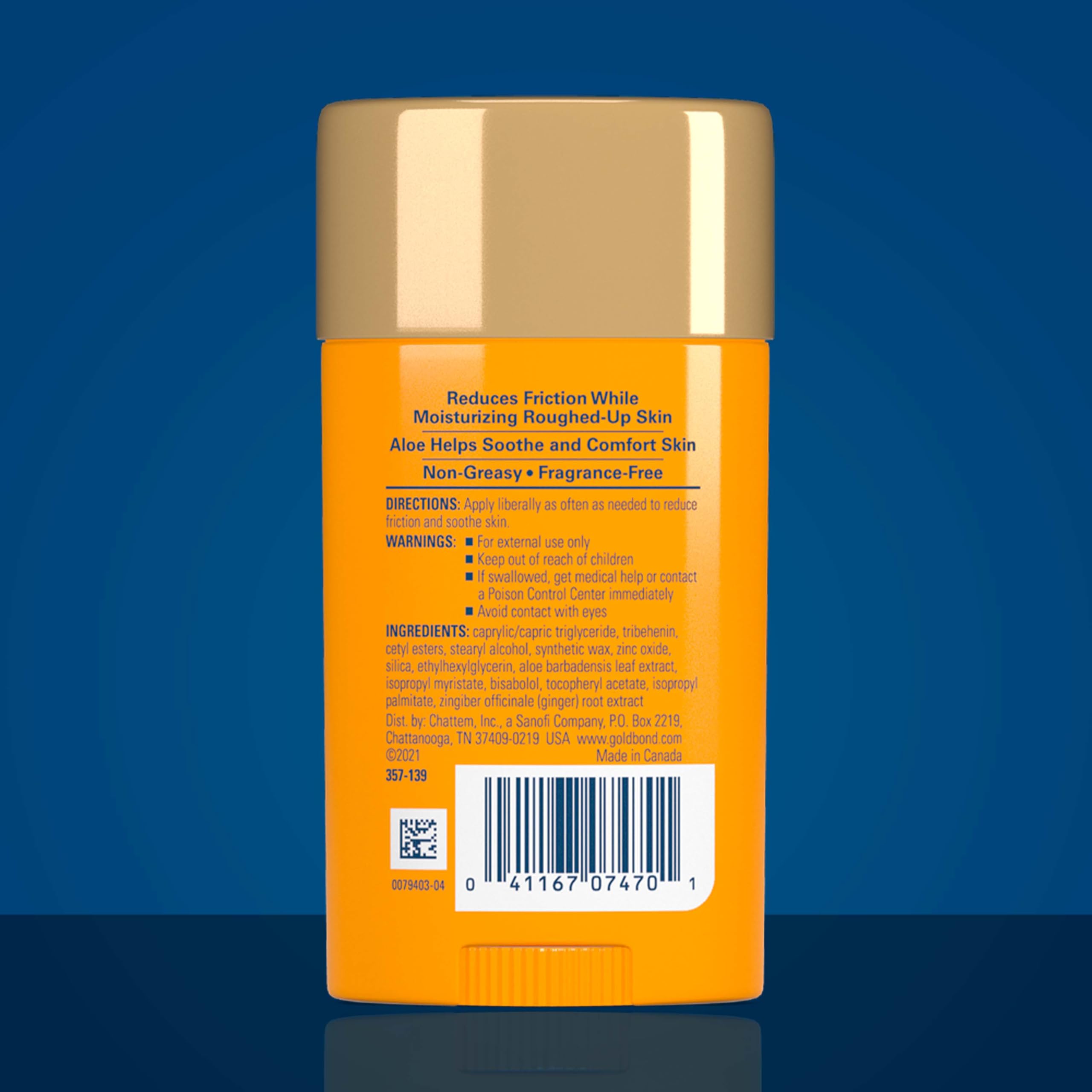 Gold Bond stick rotated up showing easy twist-up application