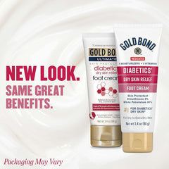 Gold Bond Ultimate packaging highlights fragrance-free, dermatologist-tested foot care.