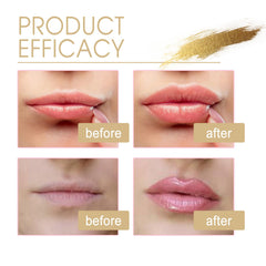 Gold Crystal pH Lipstick Color-Changing swatches reveal adaptable shade and moisture.