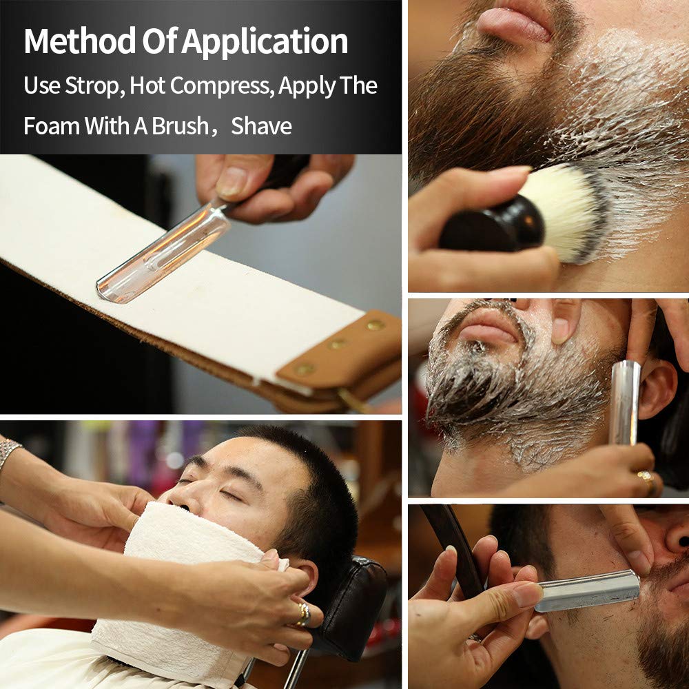 Gold Dollar straight razor wooden handle with shaving cream for luxe prep ritual.
