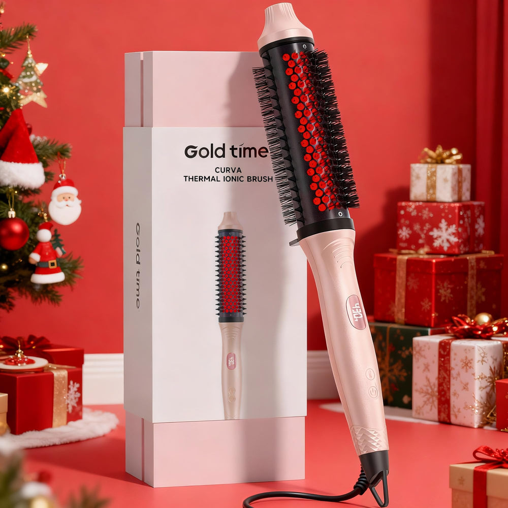GOLD TIME infrared thermal brush LED display enables precise heat control for salon-quality blowouts.