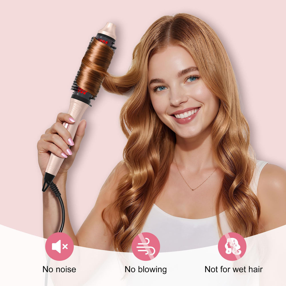 GOLD TIME infrared thermal brush with negative-ions technology delivers frizz reduction and lasting shine.