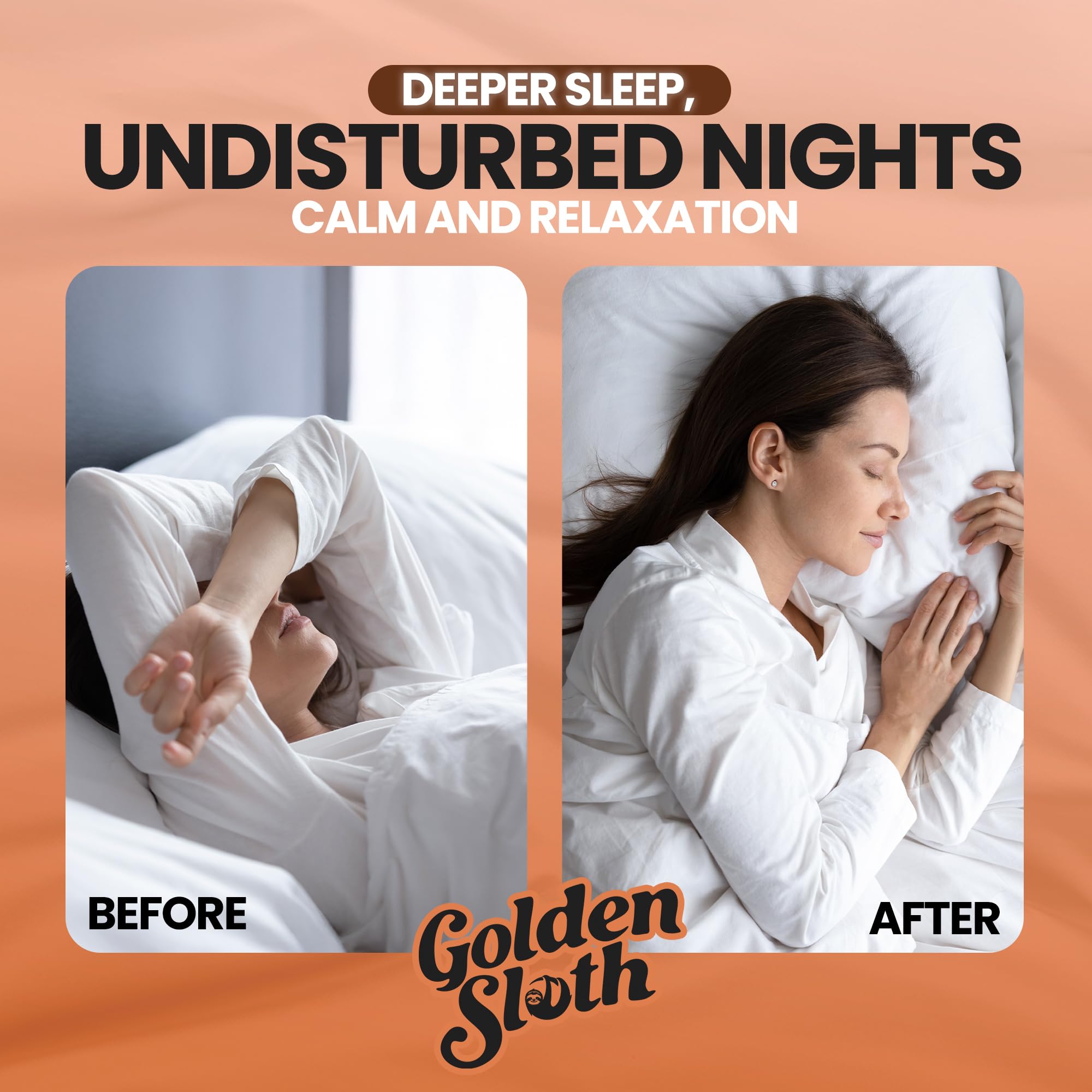 Golden Sloth magnesium cream bottle closeup highlighting fast absorption for quick relief.