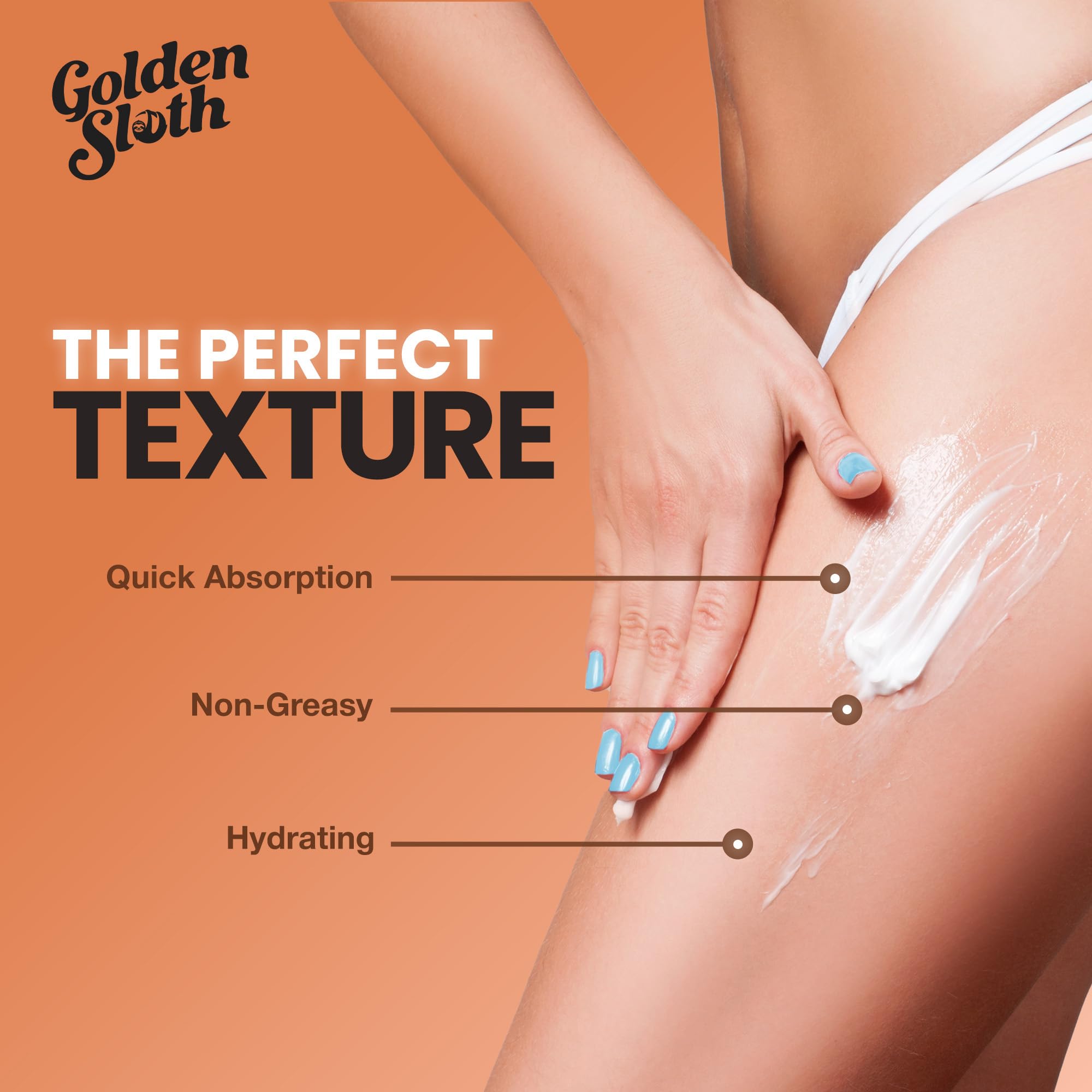 Golden Sloth magnesium cream skin hydration emphasis applying to legs.