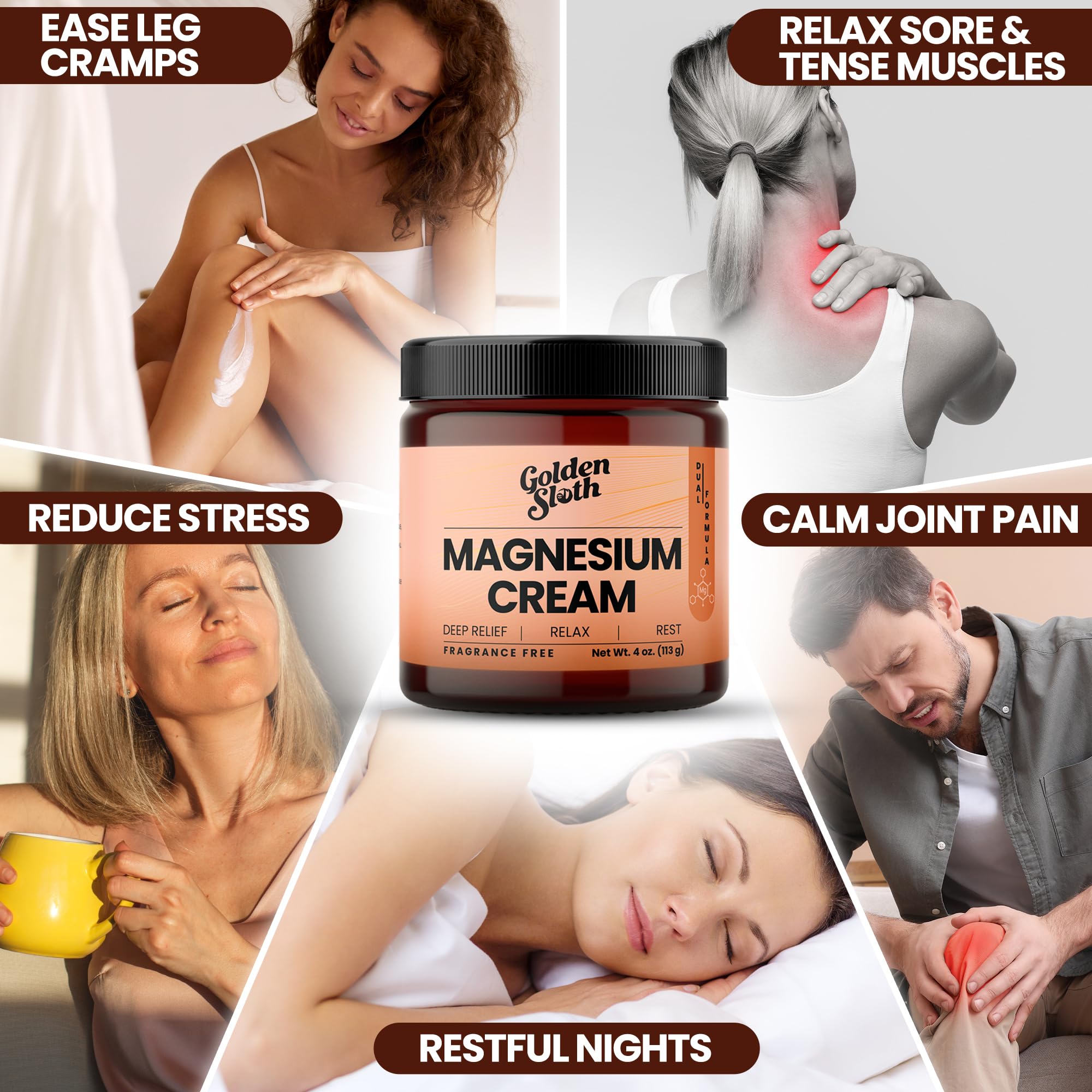 Golden Sloth magnesium cream texture non-greasy demonstrating slip-free nighttime use.