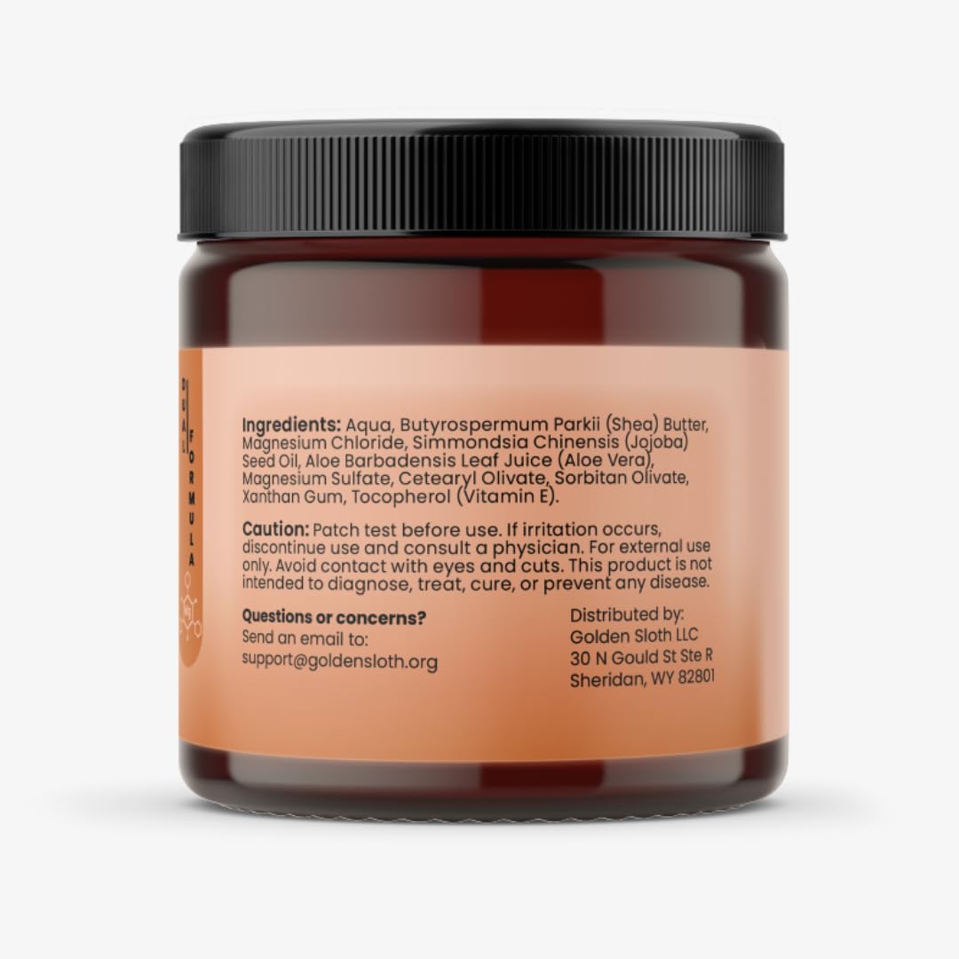 Golden Sloth magnesium cream unscented formulation ideal for sensitive skin.