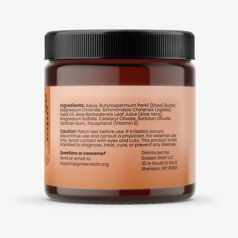 Golden Sloth magnesium cream unscented formulation ideal for sensitive skin.