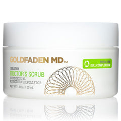 GOLDFADEN MD Doctor's Scrub bottle shows microdermabrasion formula for brighter skin.
