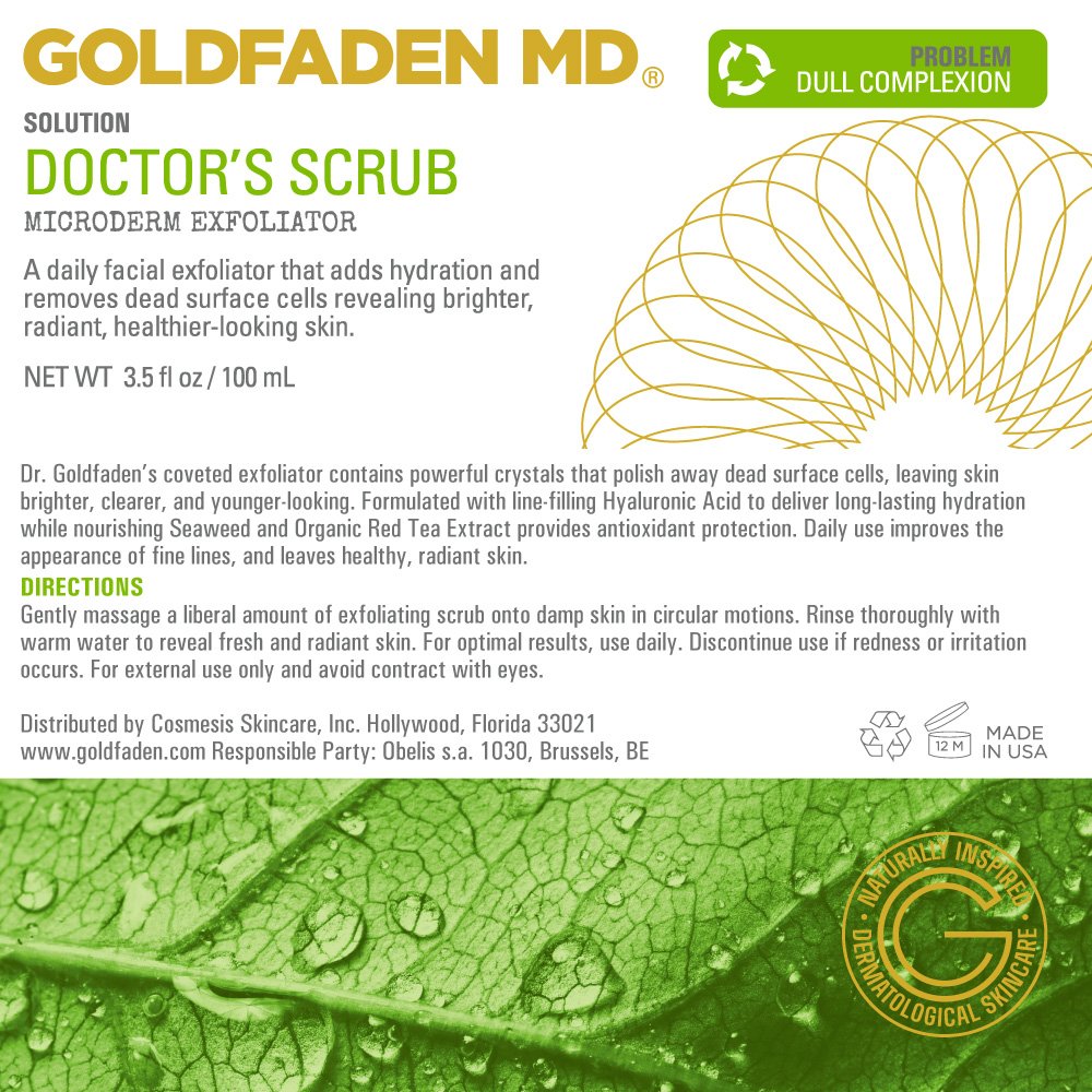 GOLDFADEN MD Doctor's Scrub recyclable packaging emphasizes plant-powered care.